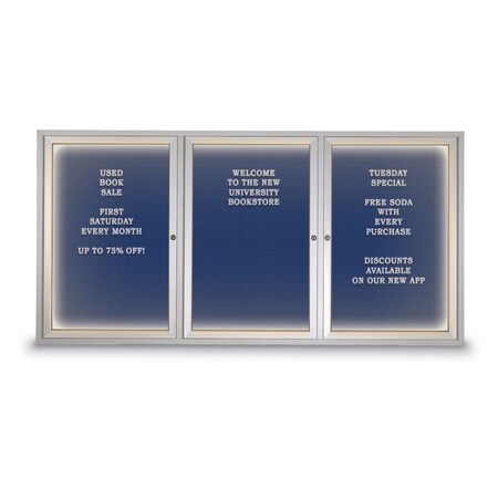United Visual Products Indoor Enclosed Combo Board, 42"x32", Black Frame/Blue & Ultramarine UVCB4232B-BLUE-ULTMAR